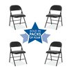 Officesource Steel Folding Chairs Steel Folding Chair with Padded Seat and Back, 4PK 1631VBK